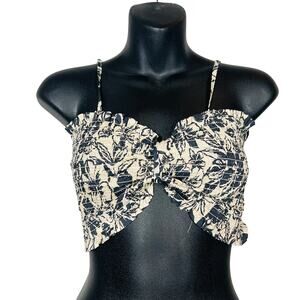 American Eagle Twisted Floral Crop Top Stretch Strappy - S